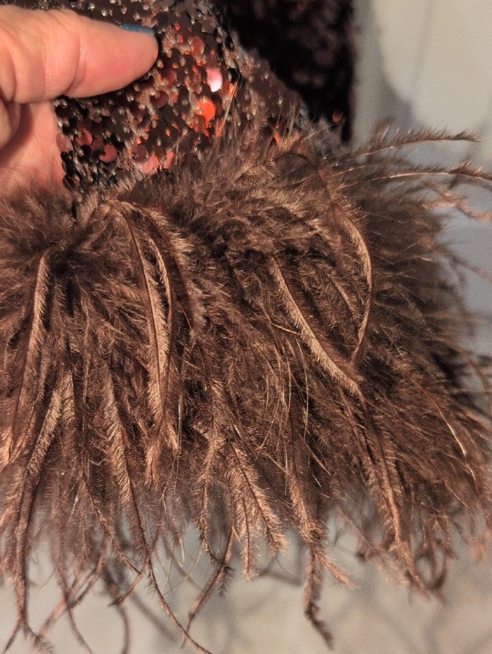 Bronze Sequin Feather-Cuff Blazer - Picture 5 of 15